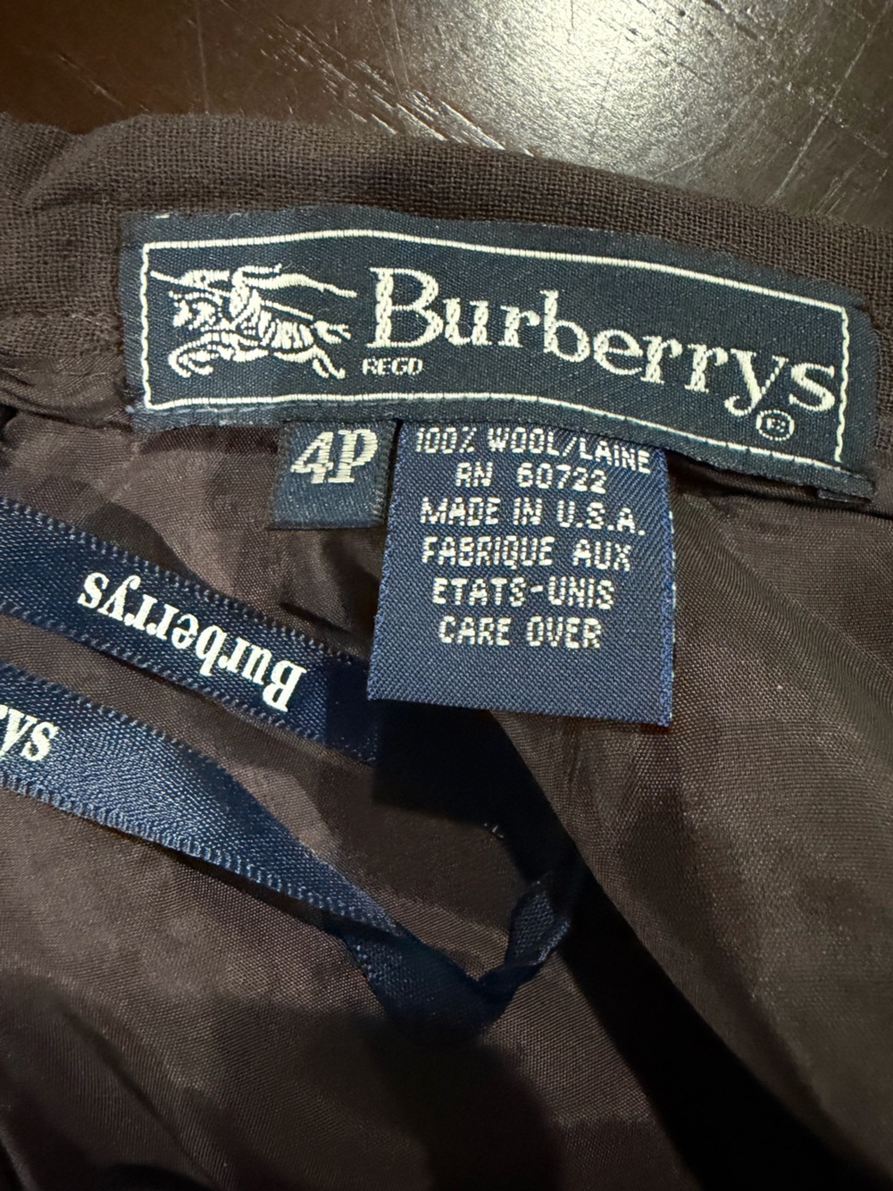 Vintage Burberrys Wool Pencil Skirt Brown Made in USA Size 4P - Picture 4 of 10